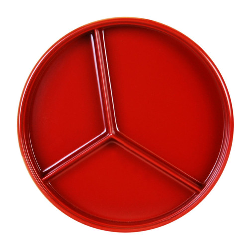 Thunder Group NS608-1R 8.25" Dia. NuStone Red Melamine Round Divided Server