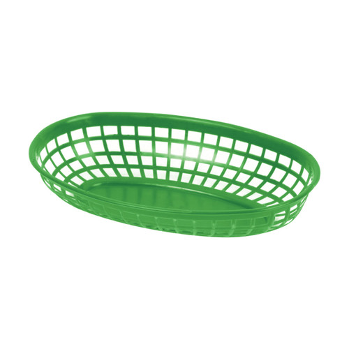 Thunder Group PLBK938G 9.38" Dia. Green Polypropylene Oval Fast Food Basket