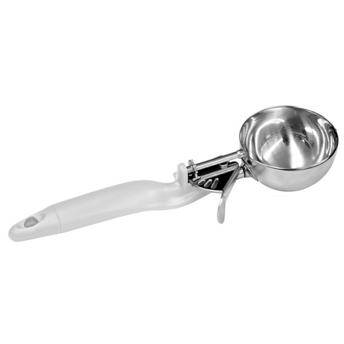 Thunder Group SLDS006L 5.33 Oz. White Stainless Steel Ergonomic Handle #6 Lever Disher