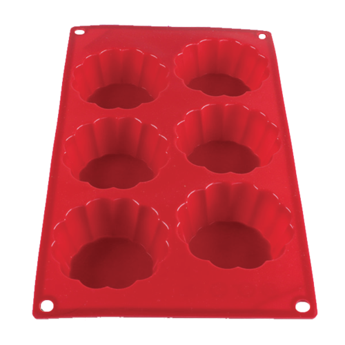 Thunder Group PLBM010S 3.07 Oz. Red (6) Brioche Cavities High Heat Silicone Baking Mold