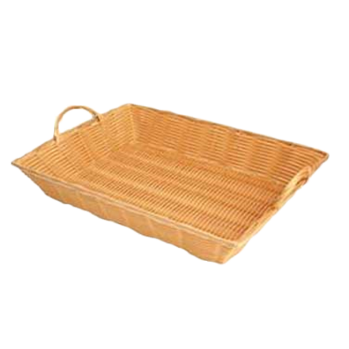 Thunder Group PLBN1712T 3" H x 17" W x 12.75" D Natural Tan Polypropylene Handwoven Rectangular Basket with Handles
