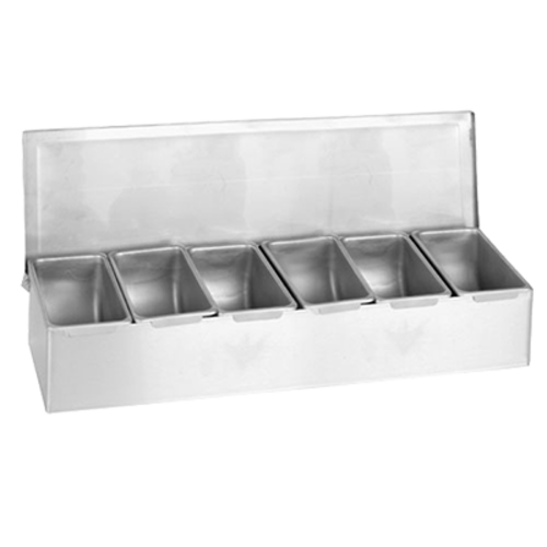 Thunder Group SSCD006 Silver Stainless Steel 6-Compartments Bar Condiment Dispenser
