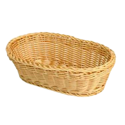 Thunder Group PLBB1107 11" H x 7" W x 3.5 D Natural Tan Plastic Woven Oval Basket
