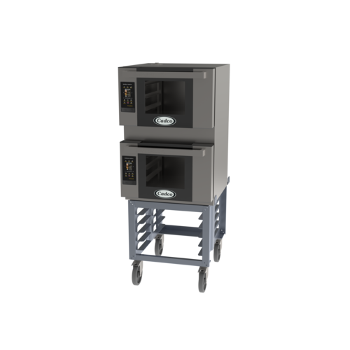 Cadco BLS-3HTD-2H 3.2 Cu. Ft. Stainless Steel 2 Decks Half Size Bakerlux LED Heavy-Duty Convection Oven - 208-240 Volts