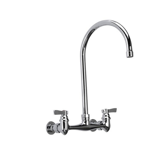 Component Hardware TLL13-8101-SE1Z 8" Centers Stainless Steel Gooseneck Spout Ceramic Wall Mount Top-Line Faucet