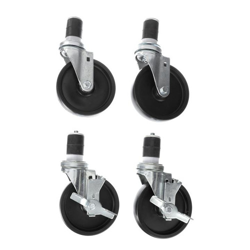 Component Hardware CSTPK-5PES 5" Dia. Black Polyolefin Wheel Swivel Expanding Stem Caster Pack