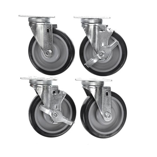 Component Hardware CSTPK-5PUUP 5" Dia. Blue Polyurethane Wheel Universal Plate Caster Pack