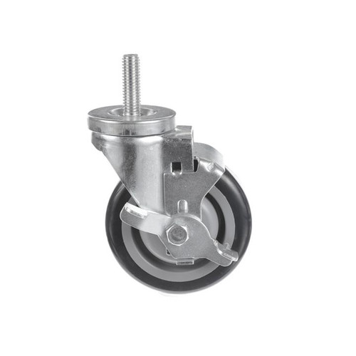 Component Hardware CMT1-5PBB 5" Dia. Blue Polyurethane Wheel Swivel Side Brake Medium Duty Threaded Stem Caster