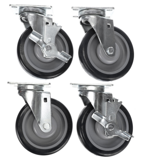 Component Hardware CSTPK-5PUSP 5" Dia. Blue Polyurethane Swivel Plate Caster Pack