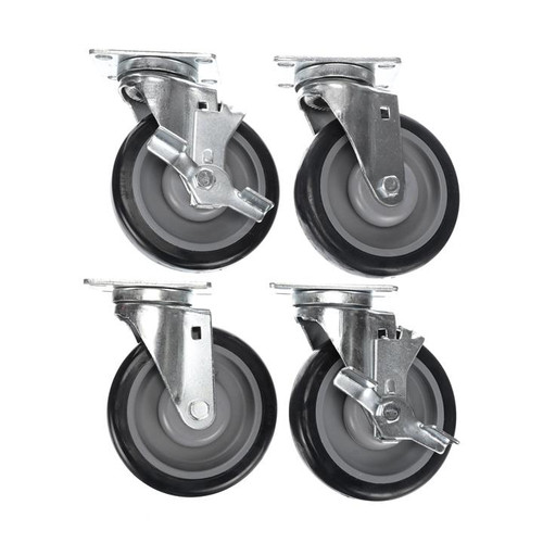 Component Hardware CSTPK-5PUSP 5" Dia. Blue Polyurethane Swivel Plate Caster Pack