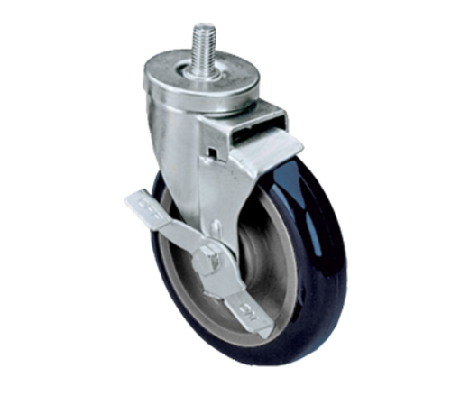 Component Hardware CMT5-5PBB 5" Dia. Blue Polyurethane Wheel Swivel Medium Duty Threaded Stem Caster