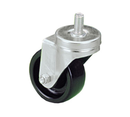 Component Hardware CMT1-5KPN 5" Dia. Black Rubber Wheel Swivel Medium Duty Threaded Stem Caster
