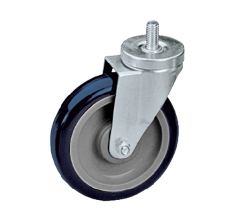 Component Hardware CMT4-5PPB 5" Dia. Blue Polyurethane Wheel Swivel Side Brake Medium Duty Threaded Stem Caster