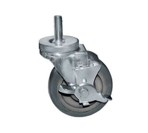 Component Hardware CMT1-4RBB 4" Dia. Gray Polyurethane Wheel Swivel Side Brake Medium Duty Threaded Stem Caster