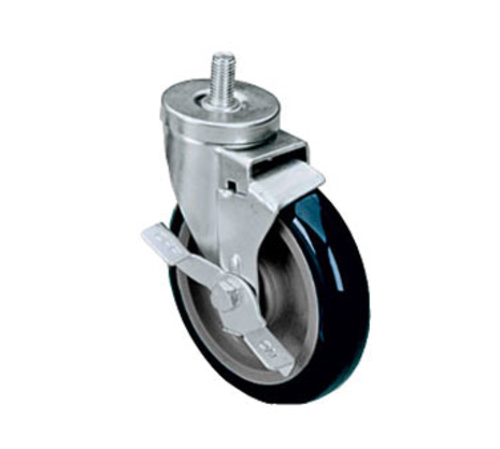 Component Hardware CMT1-4PBB 4" Dia. Blue Polyurethane Wheel Swivel Side Brake Medium Duty Threaded Stem Caster