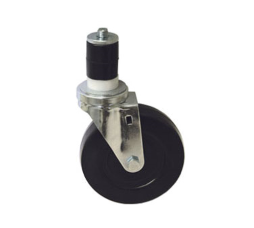 Component Hardware CMS4-3KPN 3" Dia. Black Rubber Wheel Swivel Medium Duty Expanding Stem Caster