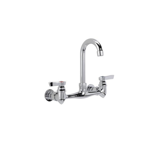 Component Hardware TLL13-8100-SE1Z 8" Centers Stainless Steel Gooseneck Spout Ceramic Wall Mount Top-Line Faucet