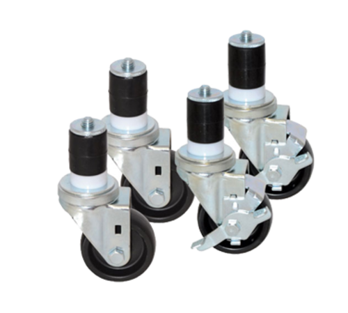 Component Hardware CSTPK-3PES 3" Dia. Black Polyolefin Wheel Swivel Medium Duty Threaded Stem Caster Pack