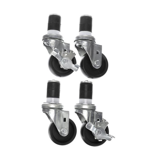 Component Hardware CSTPK-3PES 3" Dia. Black Polyolefin Wheel Swivel Medium Duty Threaded Stem Caster Pack
