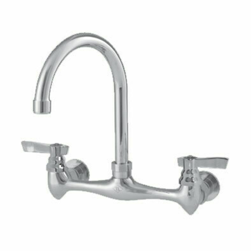 Component Hardware TLL13-8102-SE1Z 8" Centers Stainless Steel Gooseneck Spout Ceramic Wall Mount Top-Line Faucet