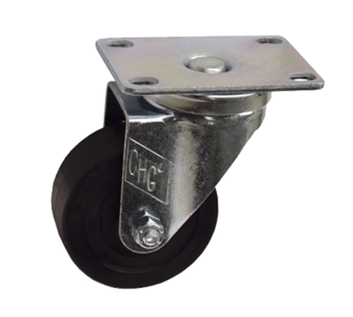 Component Hardware CMR1-3KPN 3" Dia. Black Rubber Wheel Rigid Medium Duty Plate Caster