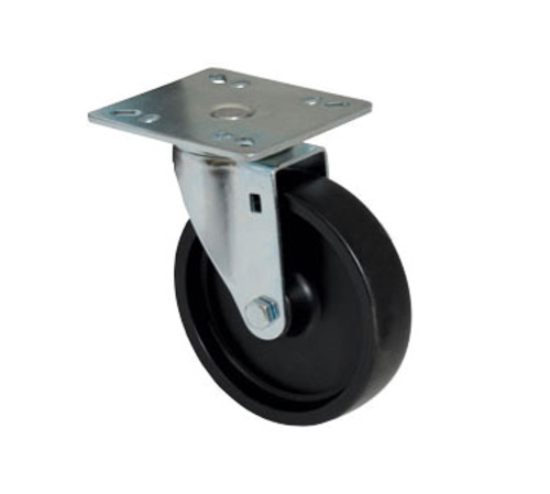 Component Hardware CMPU-5BPN 5" Dia. Black Polyolefin Wheel Swivel Medium Duty Plate Caster