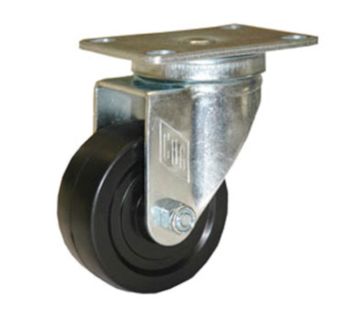 Component Hardware CMP1-3KPN 3" Dia. Black Rubber Wheel Swivel Medium Duty Plate Caster