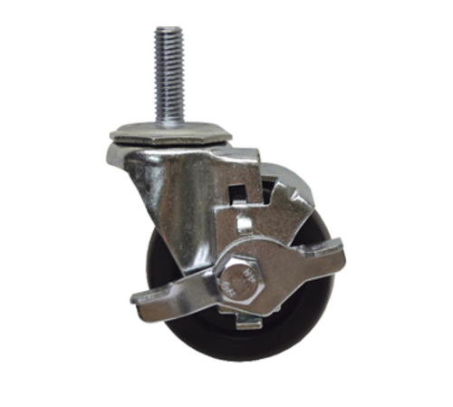 Component Hardware CLT3-3BBN 3" Dia. Black Polyolefin Threaded Stem Swivel Light Duty Caster