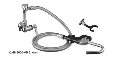 Component Hardware KL69-3100 72" Stainless Steel Flexible Hose Single Hole Wall Mount Encore Pot Filler Assembly