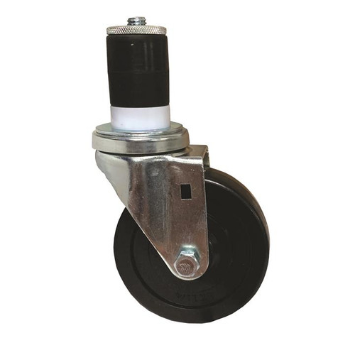 Component Hardware CMS4-5KPN 5" Dia. Black Rubber Wheel Swivel Medium Duty Expanding Stem Caster