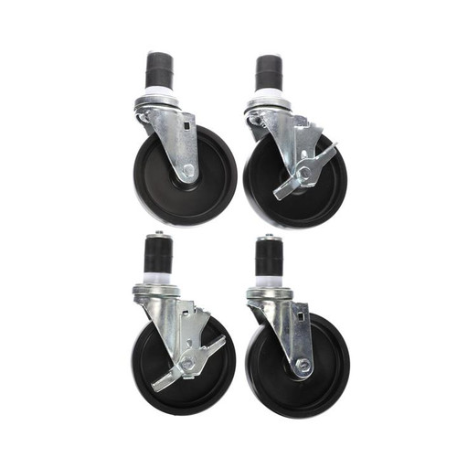 Component Hardware CSTPK-5PES-3 5" Dia. Black Polyolefin Wheel Swivel Expanding Stem Caster Pack