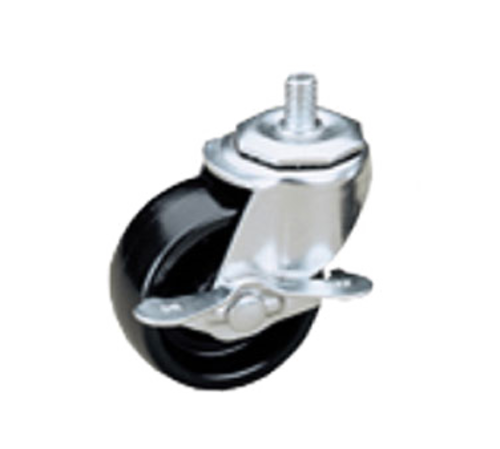 Component Hardware CLT1-3BBN 3" Dia. Black Polyolefin Threaded Stem Swivel Light Duty Caster