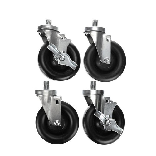 Component Hardware CSTPK-5PTS 5" Dia. Black Polyolefin Stem Caster Pack