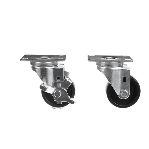 Component Hardware CSTPK-3PSP 3" Dia. Black Polyolefin Wheel Swivel Plate Medium Duty Caster Pack