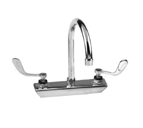 Component Hardware KL45-8000-SE4 8" Centers Stainless Steel Gooseneck Spout Compression Wall Mount Encore Faucet