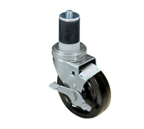 Component Hardware CMS1-5KBN 5" Dia. Black Rubber Wheel Swivel Medium Duty Expanding Stem Caster