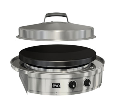 Evo America 10-0054-NG 36.16" W Black Seasoned Steel Outdoor Use Natural Gas Evo Affinity 30G Commercial Series Drop-In Cooktop - 36,267 BTU