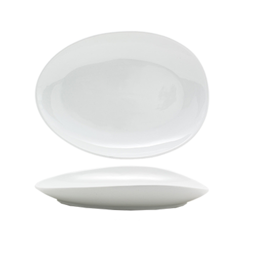 FOH SPT055WHP20 14.5" W White Oval Porcelain Tides Platter