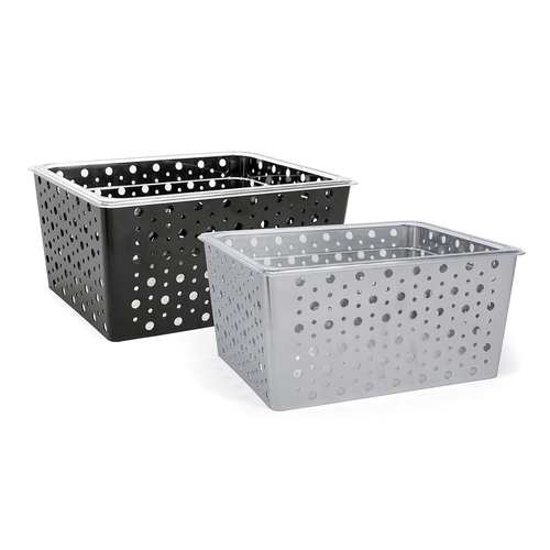 FOH BHO116BCI20 12.5" W x 10" D x 6" H Silver Metal Rectangular Deep 1/2 Size Dots Housing or Pan Set
