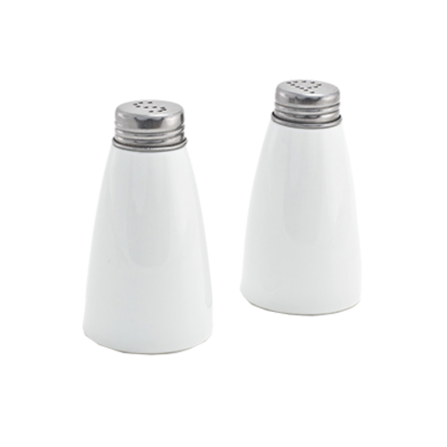 FOH TSP009WHP22 1.5 Oz. Porcelain Round Salt and Pepper Shaker Set