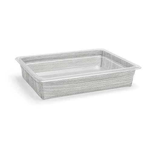 FOH BHO136GYV21 12.5" W x 10" D x 2.5" H Mesh Gray Plastic Rectangular Shallow 1/2 Size Metroweave Housing or Pan Set