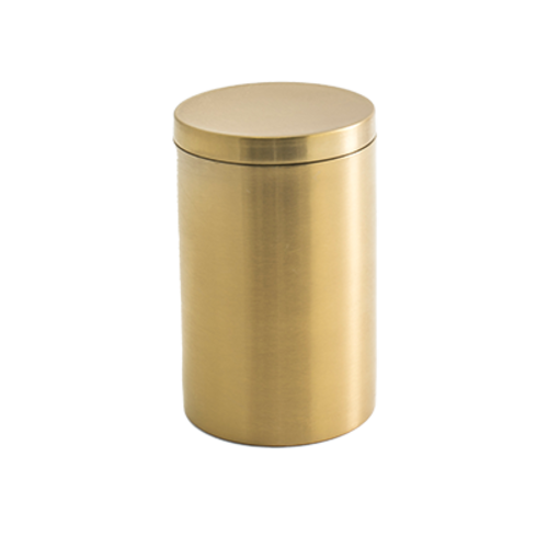 FOH RJR024GOS23 2.5" W Matte Brass Round Brushed Stainless Steel Jar with Lid