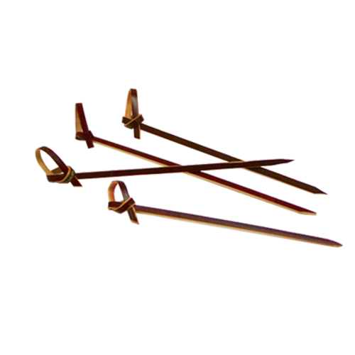FOH AST017RDB83 4.5" L Red Sepia Bamboo Servewise Disposable Knotted Pick