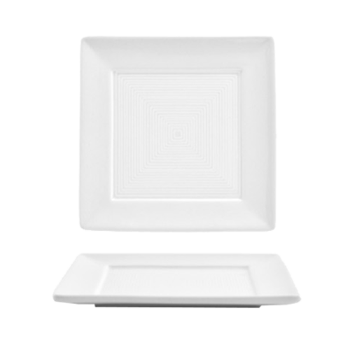 FOH DAP071WHP23 6" W White Porcelain Square Spiral Plate