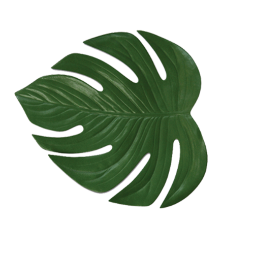 FOH XPM062GRV83 9" W Green Vinyl Leaf Placemat