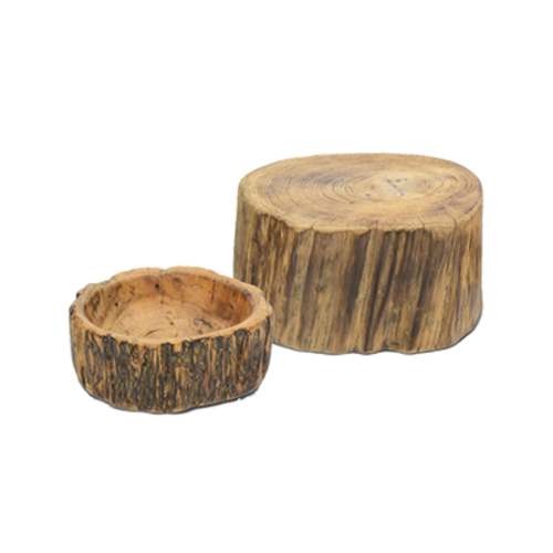 FOH BRI008NAW28 Brown Wood Round Root Display Riser