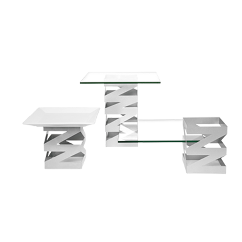 FOH BRI006BCI28 Silver Metal Square B Buffet Building Blocks Zig Zag Display Riser