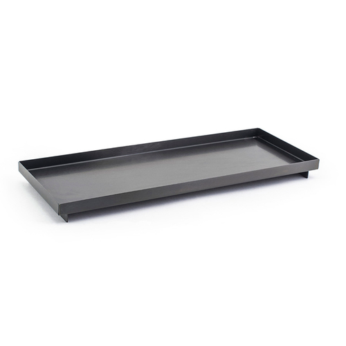 FOH RTR014BKS12 12.25" x 4.75" x 1" Matte Black Stainless Steel Rectangle Footed Tokyo Tray