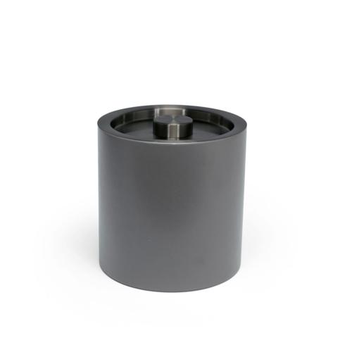 FOH RIB025GYL21 3.5 Qt. Gray Stainless Steel Round Ice Bucket with Lid