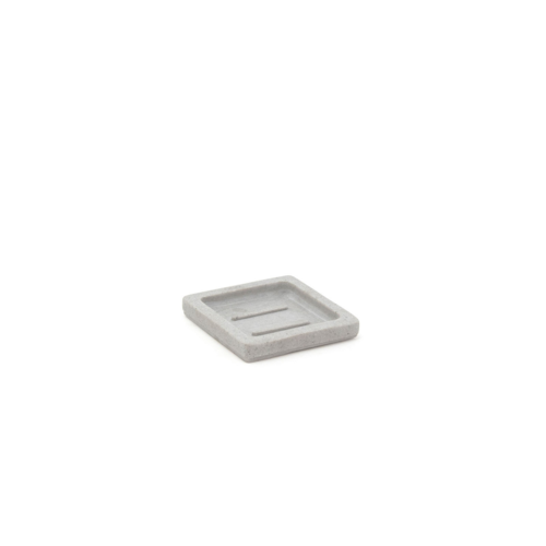 FOH RSD027GYR23 4.25" W Cement Grey Square Stone Soap Dish